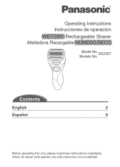 Panasonic ES-WD51-P ES2207P Owner's Manual (English)