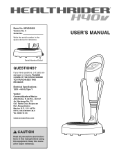 HealthRider H40v Vibration English Manual