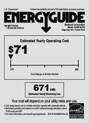 Whirlpool EV200NZTQ Energy Guide