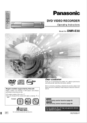 Panasonic DMR-E30K DMRE30 User Guide