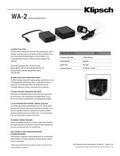 Jamo WA-2 Wireless Electronics Kit Cut Sheet