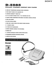 Sony D-E885 Marketing Specifications