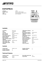 Smeg EGF03PBUS Product sheet