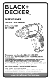 Black & Decker BDCS40BI Type 1 Manual - BDCS40BI