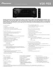 Pioneer VSX-933 Product Sheet