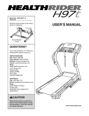 HealthRider H97t Treadmill Australian Manual