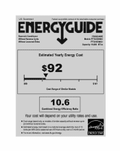 Frigidaire FFTA103WA2 Energy Guide