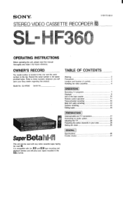 Sony SL-HF360 Operating Instructions