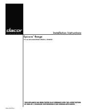 Dacor ER30D Installation Instructions