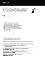 Sony NWZ-F805BLK Marketing Specifications (Black)