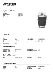 Smeg CJF11RDUS Product sheet