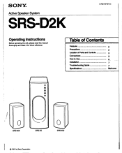 Sony SRS-D2K Users Guide