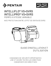 Pentair IntelliFlo VSSVRS Variable Speed Pump IntelliFlo VS SVRS IntelliPro SVSVRS Installation Guide French