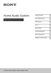 Sony SHAKE-X10D Operating Instructions