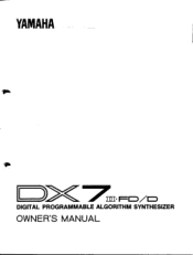 Yamaha DX7II DX7II FD/D Owners Manual