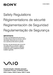 Sony SVE14113ELW Safety Information