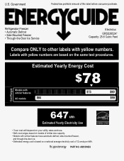 Frigidaire GRSS2652AD Energy Guide