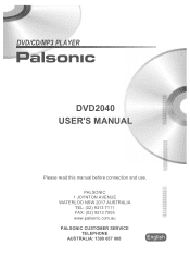 Palsonic DVD2040 Owners Manual