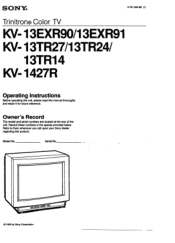 Sony KV-13EXR90 Operating Instructions
