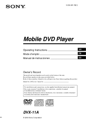 Sony DVX-11A Operating Instructions