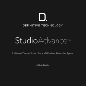 Definitive Technology Studio Advance DT StudioAdvance Quick Start Guide