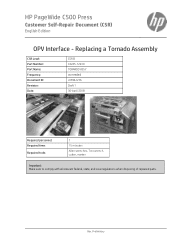 HP PageWide C500 CSR OPV Interface - Replacing a Tornado Assembly