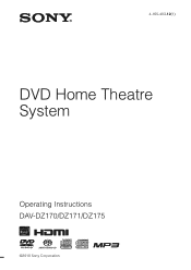 Sony HBD-DZ175 Operating Instructions