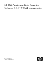 HP RDX1000 HP RDX CDP software release notes 3.0.512.9044 (5697-0368, September 2010)