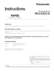 Panasonic WUSX01 WUSX01 User Guide