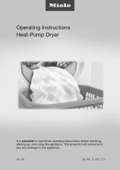 Miele TXI680WP Eco & Steam Operating instructions/Installation instructions