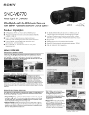 Sony SNCVB770 Specification Sheet SNC-VB770 Fixed Type 4K Camera