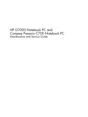 Compaq C771US HP G7000 Notebook PC and Compaq Presario C700 Notebook PC - Maintenance and Service Guide