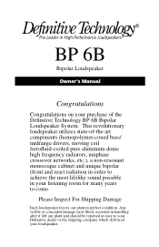 Definitive Technology BP6B BP6B Manual
