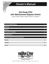 Tripp Lite PDUB20 Owner's Manual for Hot-Swap PDUs 932933