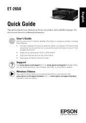 Epson ET-2650 Quick Guide and Warranty