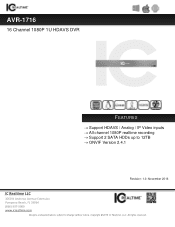IC Realtime AVR-1716 Product Datasheet