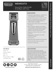 Waring WDM120TX Specifications Sheet