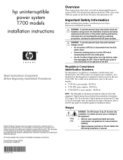 HP T750J HP Uninterruptible Power System T700 Models Installation Instructions