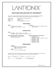 Lantronix xPico 110 Wired Device Server Module Suppliers Declaration of Conformity