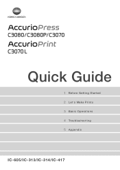 Konica Minolta C83hc High Chroma AccurioPress C3080/C3080P/C3070/Print C3070L Quick Guide IC-605/IC-417/IC-313/IC-314 Quick Guide