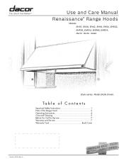 Dacor EH4209 User Manual - Renaissance Wall Mount Range Hood