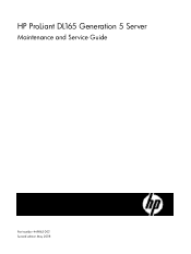 HP StorageWorks D2D HP ProLiant DL165 Generation 5 Server Maintenance and Service Guide (449863-002, May 2008)