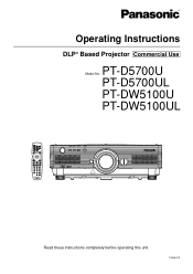 Panasonic PT-DW5100U User Manual
