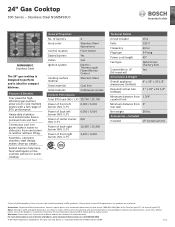 Bosch NGM5458UC Product Specification Sheet