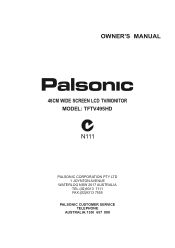 Palsonic TFTV495PBHD Owners Manual