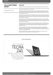 Toshiba Z40 PT459A-002001 Detailed Specs for Tecra Z40 PT459A-002001 AU/NZ; English