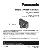 Panasonic DC-ZS70 Basic Operating Manual