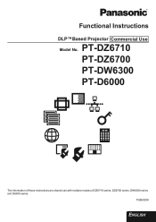 Panasonic PT-D6000US Functional Instructions