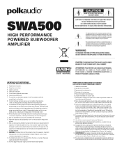 Polk Audio SWA500 SWA500 Owner's Manual