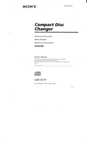 Sony CDX-81 Operating Instructions  (primary manual)